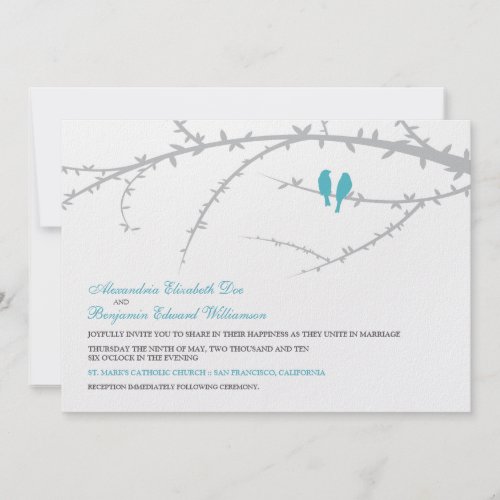 {TBA} Love Birds Wedding Invitation (aqua) invitation