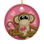 {TBA} Love Monkey Pink ceramic ornament