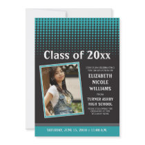 {TBA} Modern Dots Graduation Announcement (aqua) invitations by GraduateShoppe {TBA} Modern Dots Graduation Announcement (aqua) invitations