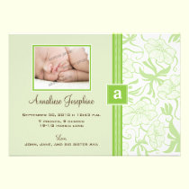 {TBA} Monogram Ribbon Baby Announcement (lime) invitations