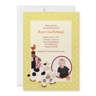 {TBA} Moo Cow Farm Barnyard *PHOTO* Birthday Personalized Invites.