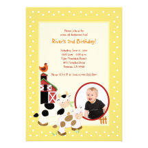 {TBA} Moo Cow Farm Barnyard *PHOTO* Birthday Personalized Invites