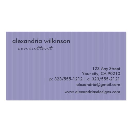 {TBA} Periwinkle Monogram Envelope Business Cards (back side)