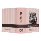 Pink Stripe Family Photo Recipe Binder binder