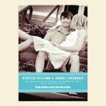 {TBA} Simple Aqua Ribbon Save the Date invitations