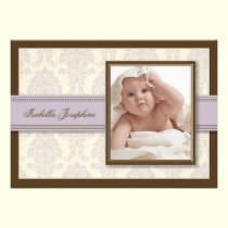 {TBA} Sweet Damask Chocolate Birth Announcement invitations