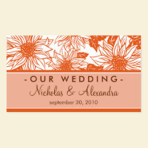 {TBA} Tangerine Sunflowers Wedding Website Card business cards