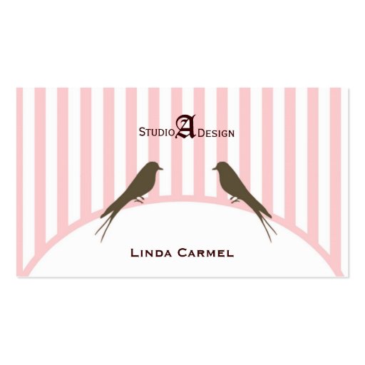 (TBA) (Top10 ï¼‰Pink Stripe Birds Business Card