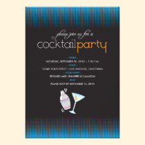{TBA} Trendy Cocktail Party Invitation (aqua blue) invitations