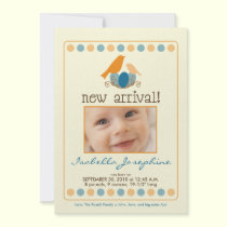 {TBA} Tweet Tweet 5x7" Birth Announcement (orange) invitations
