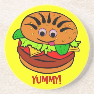 -TBA-Yummy Hamburger Beverage Coaster