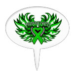 TBI Awareness Heart Wings Oval Cake Topper