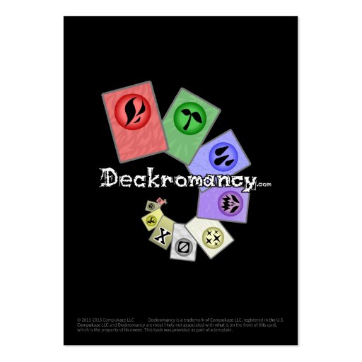 TCG Trading Card Template with Deckromancy Back Business Card Template (back side)