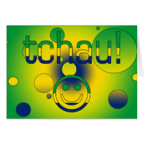 Tchau! Brazil Flag Colors Pop Art Greeting Cards