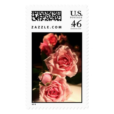 TDSwhite Pink Roses Wedding Stamp