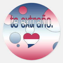 Te Extraño! America Flag Colors Pop Art Round Sticker