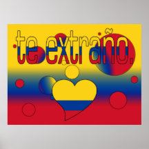 Te Extraño! Colombia Flag Colors Pop Art Print