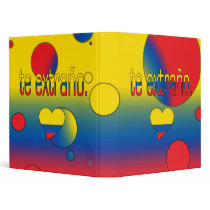 Te Extraño! Ecuador Flag Colors Pop Art Binders