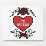 Te Quiero Antique Heart and Roses mousepads