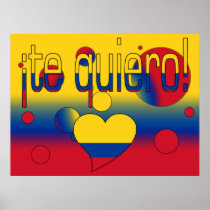 ¡Te Quiero! Colombia Flag Colors Pop Art Poster