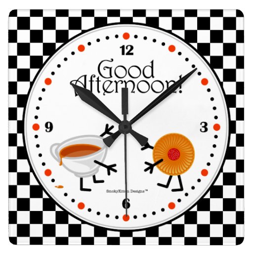 Tea and Biscuit Good Afternoon Friendly Foods Square Wall Clock