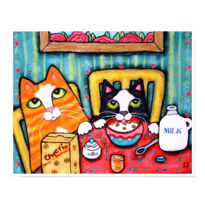 Tea and Cereal Cats Poster