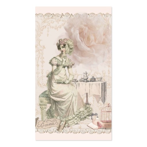 Tea and Romance Jane Austen Inspired Business Card (front side)