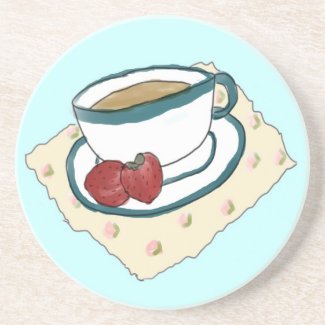 Tea and Strawberries Coaster coaster