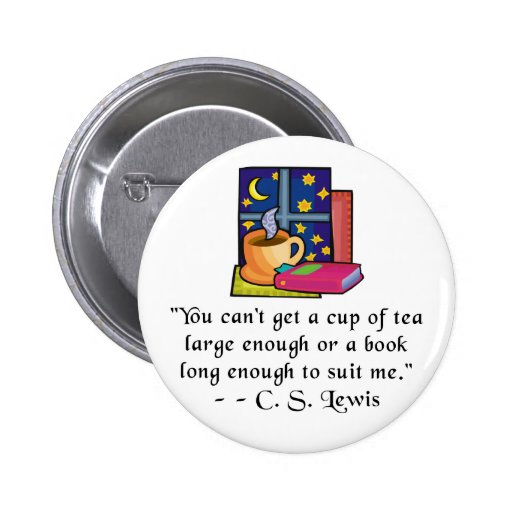 Tea & Books w Quote Buttons - 2 shapes, 6 sizes