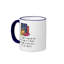 Tea & Books w Quote Ringer Mug, 6 colors, 2 sizes