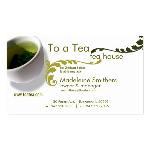 tea cup business card Zazzle