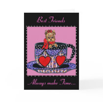 Tea Cup Yorkie Best Friends Card by Art_by_Joanne Tea Cup Yorkie Best Friends Card