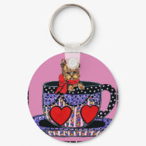 Tea Cup Yorkie Key Chain keychains