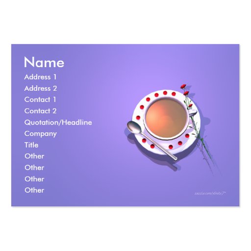 Tea Flowers - Chubby Size Business Card Templates (front side)