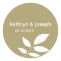 Tea green modern leaves custom wedding favor label sticker