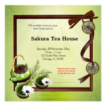 Tea House Grand Opening Custom Invitation