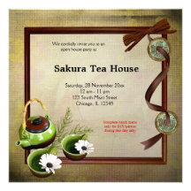 Tea House Grand Opening Personalized Invitations