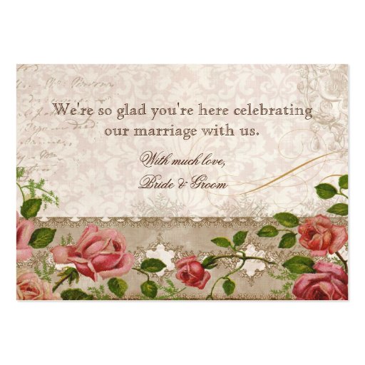 Tea Lace Rose Vintage - Favor Gift Tags Cards Business Card (back side)