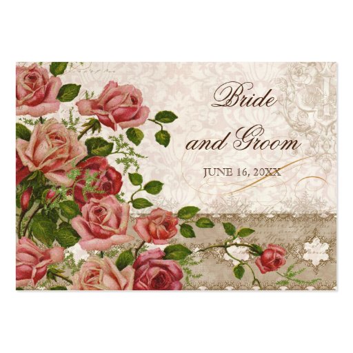 Tea Lace Rose Vintage - Favor Gift Tags Cards Business Card (front side)