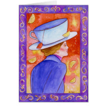 Tea Lady With Floating Lemons cards