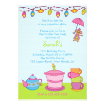 Tea Party Birthday Announcements