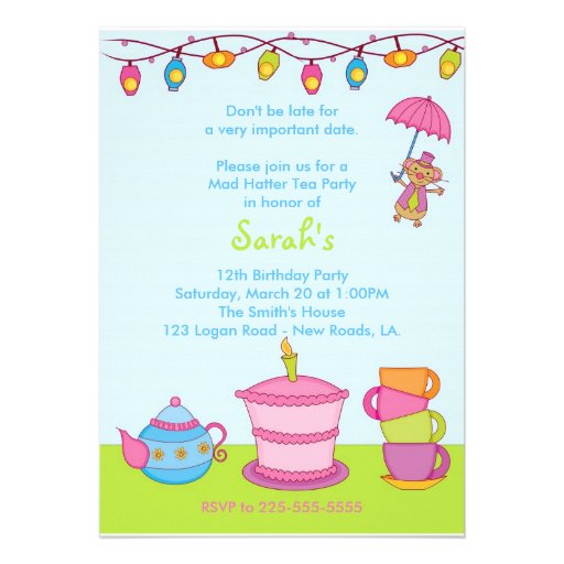 Tea Party Birthday Announcements