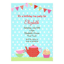 Tea Party Birthday Invitations