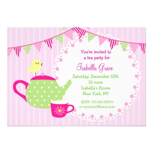 Tea Party Birthday Invitations (front side)
