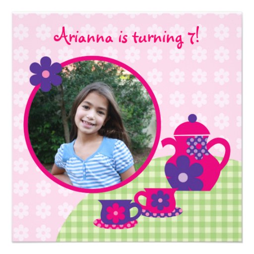 Tea Party Birthday Photo Invitation