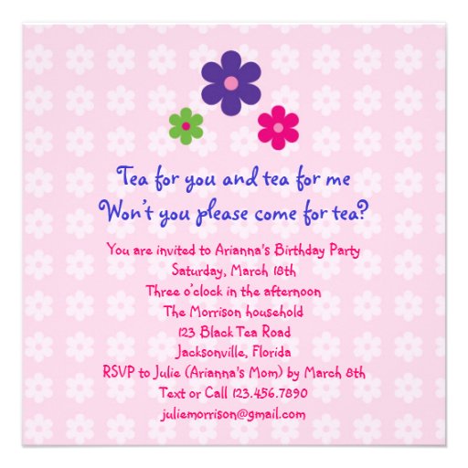 Tea Party Birthday Photo Invitation