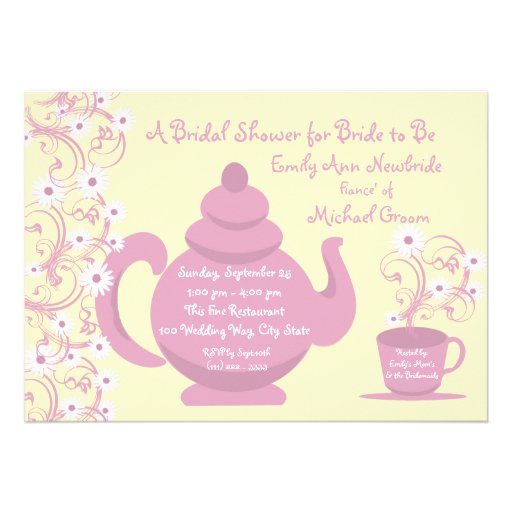 Tea Party Bridal Shower and recipe cards Personalized Invitation