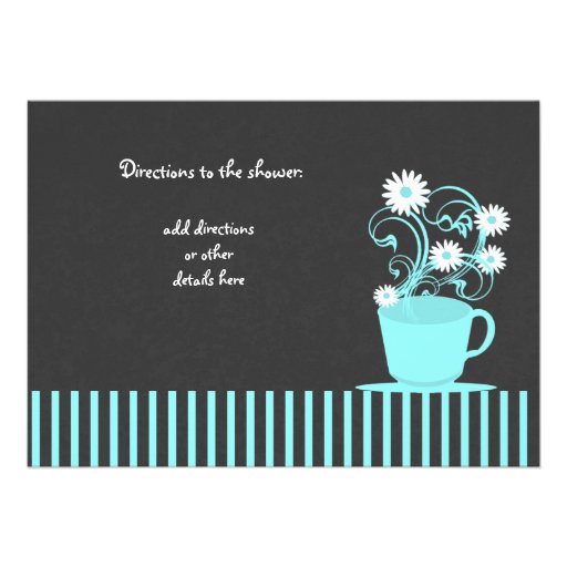 Tea Party Bridal Shower Aqua and Slate Personalized Announcements