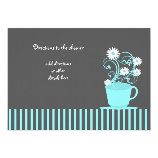 Tea Party Bridal Shower Aqua and Slate Personalized Invites