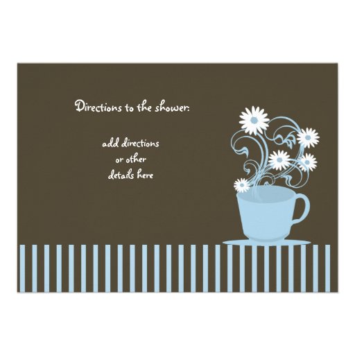Tea Party Bridal Shower Blue and Brown Custom Invitation